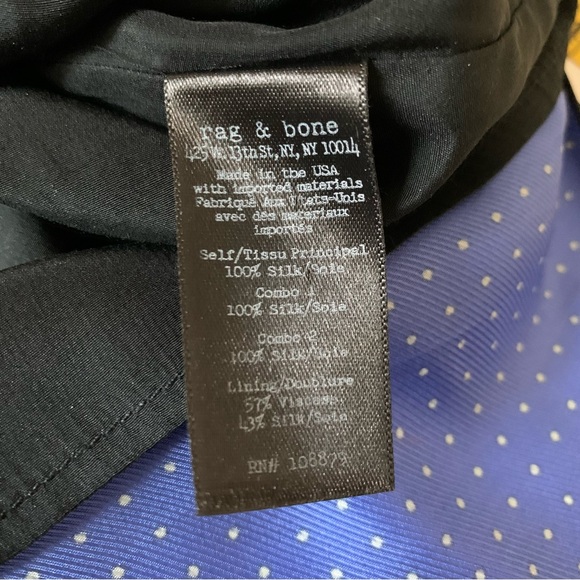 Rag & Bone Blue/Black Celeste Comb Harris Silk Polka Dot Shift Mini Dress, 4 - Picture 16 of 16